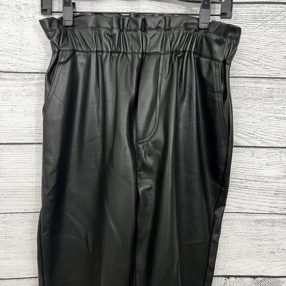 Vintage Havana High-Waisted Black Faux Leather Joggers Size L - Picture 2 of 4